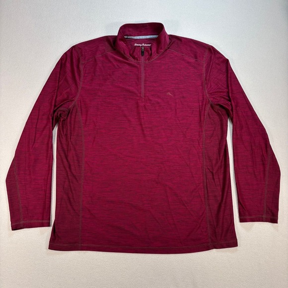 Tommy Bahama Other - Tommy Bahama Island Zone 1/4 Zip Mens XL Burgundy Red Perforated Lightweigh Logo